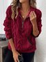 Damen Unifarben V-Ausschnitt Lässig Frühling/Herbst Langarm Sweatshirt