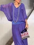 Damen Unifarben Nahtverarbeitung Zweiteiliges Set Täglich Halbarm Lässig Sommer Bluse mit Hose Matching Set