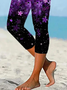 Damen Geblümt Caprihosen Elastische Taille Hose Lässig Sommer Hose