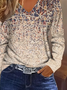 Damen Abstrakt Langarm T-Shirts T-Shirt V-Ausschnitt Print Lässig Frühling/Herbst T-Shirt mit Grafik Oberteile