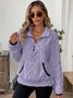 Damen Unifarben V-Ausschnitt Lässig Frühling/Herbst Langarm Sweatshirt