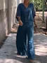 Damen Unifarben Nahtverarbeitung Zweiteiliges Set Täglich Halbarm Lässig Sommer Bluse mit Hose Matching Set