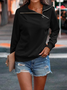Damen Unifarben Rollkragen Lässig Frühling/Herbst Langarm Sweatshirt