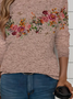 Damen Geblümt Langarm T-Shirts T-Shirt Rundhals Print Lässig Frühling/Herbst T-Shirt mit Grafik Oberteile