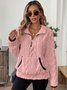 Damen Unifarben V-Ausschnitt Lässig Frühling/Herbst Langarm Sweatshirt