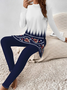 Damen Geblümt Print Zweiteiliges Set Täglich Langarm Lässig Frühling/Herbst Bluse mit Hose Matching Set