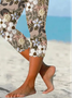 Damen Geblümt Caprihosen Elastische Taille Hose Lässig Sommer Hose