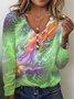 Damen Geometrisch Langarm T-Shirts T-Shirt V-Ausschnitt Print Retro Frühling/Herbst Oberteile