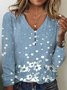 Damen Geometrisch Langarm T-Shirts T-Shirt V-Ausschnitt Print Retro Frühling/Herbst Oberteile