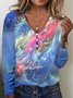 Damen Geometrisch Langarm T-Shirts T-Shirt V-Ausschnitt Print Retro Frühling/Herbst Oberteile