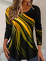 Damen Abstrakt Langarm T-Shirts T-Shirt Rundhals Print Lässig Frühling/Herbst T-Shirt mit Grafik Oberteile