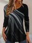 Damen Abstrakt Langarm T-Shirts T-Shirt Rundhals Print Lässig Frühling/Herbst T-Shirt mit Grafik Oberteile