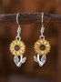 Retro Einfach Sonnenblume Ohrringe Pendant Damen Fashion Beliebt Bohemien Pflanze Blume Ohrringe