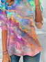 Damen Abstrakt Langarm T-Shirts T-Shirt Rundhals Print Lässig Frühling/Herbst T-Shirt mit Grafik Oberteile