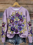 Damen Geblümt Rundhals Print Lässig Frühling/Herbst Langarm Sweatshirt