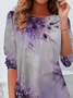 Damen Abstrakt Langarm T-Shirts T-Shirt Rundhals Print Lässig Frühling/Herbst T-Shirt mit Grafik Oberteile