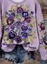 Damen Geblümt Rundhals Print Lässig Frühling/Herbst Langarm Sweatshirt
