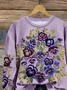Damen Geblümt Rundhals Print Lässig Frühling/Herbst Langarm Sweatshirt
