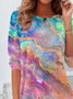 Damen Abstrakt Langarm T-Shirts T-Shirt Rundhals Print Lässig Frühling/Herbst T-Shirt mit Grafik Oberteile