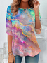 Damen Abstrakt Langarm T-Shirts T-Shirt Rundhals Print Lässig Frühling/Herbst T-Shirt mit Grafik Oberteile