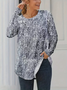 Damen Abstrakt Langarm T-Shirts T-Shirt Rundhals Print Lässig Frühling/Herbst T-Shirt mit Grafik Oberteile