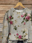 Damen Geblümt Rundhals Print Lässig Frühling/Herbst Langarm Sweatshirt