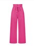 Damen Unifarben Lang Elastische Taille Hose Lässig Frühling/Herbst Hose