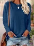 Damen Unifarben Langarm T-Shirts T-Shirt Rundhals Print Lässig Frühling/Herbst T-Shirt mit Grafik Oberteile