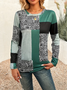 Damen Abstrakt Langarm T-Shirts T-Shirt Rundhals Print Lässig Frühling/Herbst T-Shirt mit Grafik Oberteile
