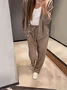Damen Unifarben Nahtverarbeitung Zweiteiliges Set Täglich Langarm Lässig Frühling/Herbst Bluse mit Hose Matching Set