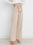 Damen Unifarben Lang Elastische Taille Hose Lässig Frühling/Herbst Hose