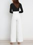 Damen Unifarben Lang Elastische Taille Hose Lässig Frühling/Herbst Hose