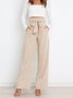Damen Unifarben Lang Elastische Taille Hose Lässig Frühling/Herbst Hose