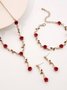 Französisch Retro Blume Schmuck Set romantisch Rosa Armband Nische Vielseitig hochwertig Halskette 3-teilig Set