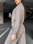 Damen Unifarben Nahtverarbeitung Zweiteiliges Set Täglich Langarm Lässig Frühling/Herbst Bluse mit Hose Matching Set