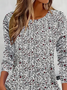 Damen Geblümt Langarm T-Shirts T-Shirt Rundhals Print Lässig Frühling/Herbst T-Shirt mit Grafik Oberteile