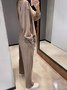 Damen Unifarben Nahtverarbeitung Zweiteiliges Set Täglich Langarm Lässig Frühling/Herbst Bluse mit Hose Matching Set