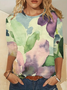 Damen Geblümt Langarm T-Shirts T-Shirt Rundhals Print Lässig Frühling/Herbst T-Shirt mit Grafik Oberteile