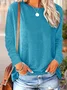 Damen Unifarben Langarm T-Shirts T-Shirt Rundhals Print Lässig Frühling/Herbst T-Shirt mit Grafik Oberteile