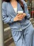 Damen Unifarben Nahtverarbeitung Zweiteiliges Set Täglich Langarm Lässig Frühling/Herbst Bluse mit Hose Matching Set