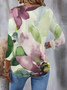 Damen Geblümt Langarm T-Shirts T-Shirt Rundhals Print Lässig Frühling/Herbst T-Shirt mit Grafik Oberteile