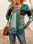 Damen Abstrakt Langarm T-Shirts T-Shirt Rundhals Print Lässig Frühling/Herbst T-Shirt mit Grafik Oberteile