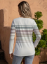 Damen Gestreift Langarm T-Shirts T-Shirt Rundhals Print Lässig Frühling/Herbst T-Shirt mit Grafik Oberteile