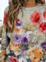 Damen Geblümt Rundhals Print Lässig Frühling/Herbst Langarm Sweatshirt