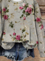Damen Geblümt Rundhals Print Lässig Frühling/Herbst Langarm Sweatshirt