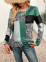 Damen Abstrakt Langarm T-Shirts T-Shirt Rundhals Print Lässig Frühling/Herbst T-Shirt mit Grafik Oberteile