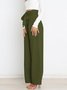 Damen Unifarben Lang Elastische Taille Hose Lässig Frühling/Herbst Hose