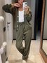 Damen Unifarben Nahtverarbeitung Zweiteiliges Set Täglich Langarm Lässig Frühling/Herbst Bluse mit Hose Matching Set
