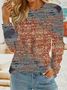 Damen Geblümt Langarm T-Shirts T-Shirt Rundhals Print Lässig Frühling/Herbst T-Shirt mit Grafik Oberteile