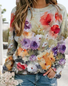 Damen Geblümt Rundhals Print Lässig Frühling/Herbst Langarm Sweatshirt